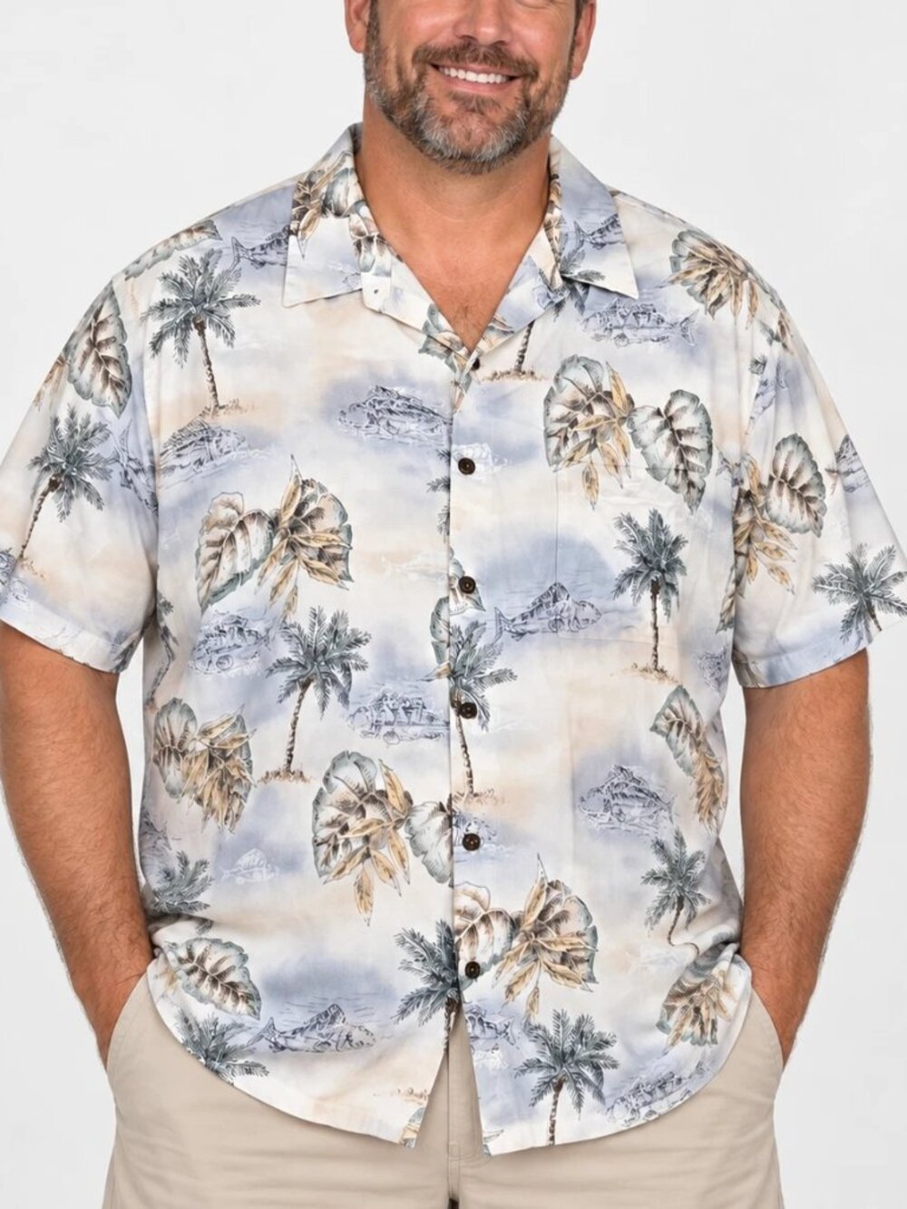 Batik Bay Mens Hawaiian Shirt 100% Rayon Gradient Palm Tree Tropical Aloha - XXL